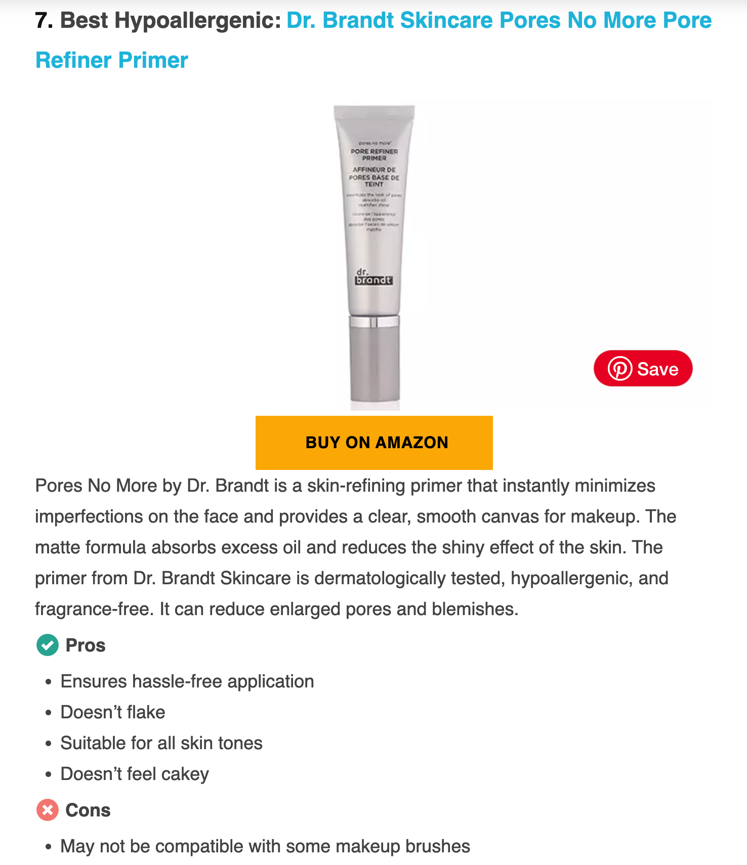 Best Hypoallergenic:Dr. Brandt Skincare Pores No More Pore Refiner Primer in Mom Junction