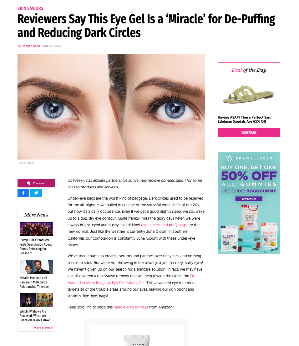 Reviewers Say This Eye Gel Is a ‘Miracle’ for De-Puffing and Reducing Dark Circles in US Weekly