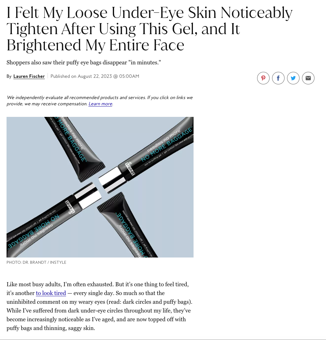 I Felt My Loose Under-Eye Skin Noticeably Tighten After Using This Gel, and It Brightened My Entire Face in InStyle
