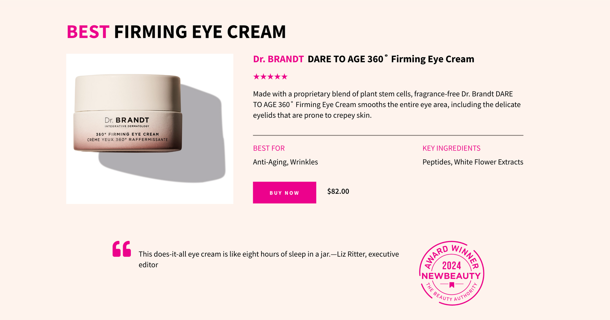 360˙ Firming Eye Cream Wins Best Firming Eye Cream by New Beauty