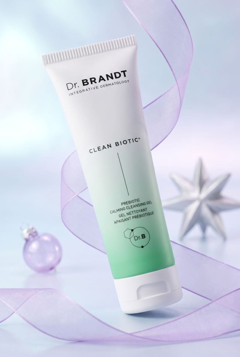 Clean Biotic Prebiotic Calming Cleansing Gel tube with lavender ribbon